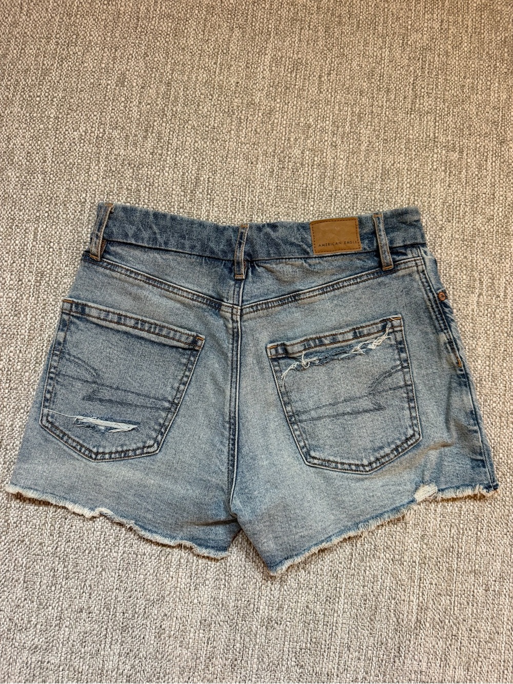 American Eagle Outfitters Light Wash Distressed High-Rise Denim Shorts